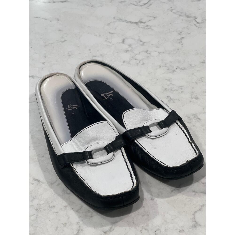 Life Stride Women Leather Slip‎ On Loafer Mules Shoes Comfort Size 9 White Black - Picture 3 of 7